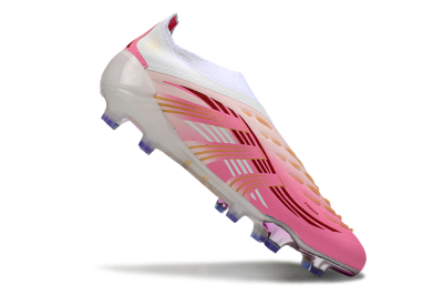 Men's Adidas 25 Predator Elite Laceless FG Firm Ground Low-Tops Football Boots - Pink/White/Gold