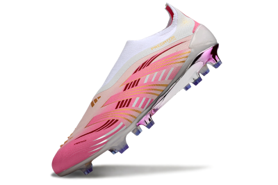 Men's Adidas 25 Predator Elite Laceless FG Firm Ground Low-Tops Football Boots - Pink/White/Gold