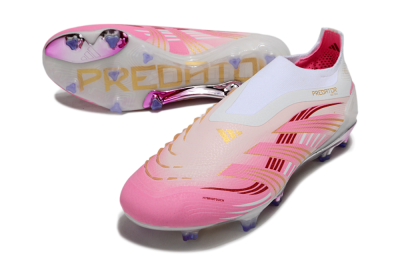 Men's Adidas 25 Predator Elite Laceless FG Firm Ground Low-Tops Football Boots - Pink/White/Gold