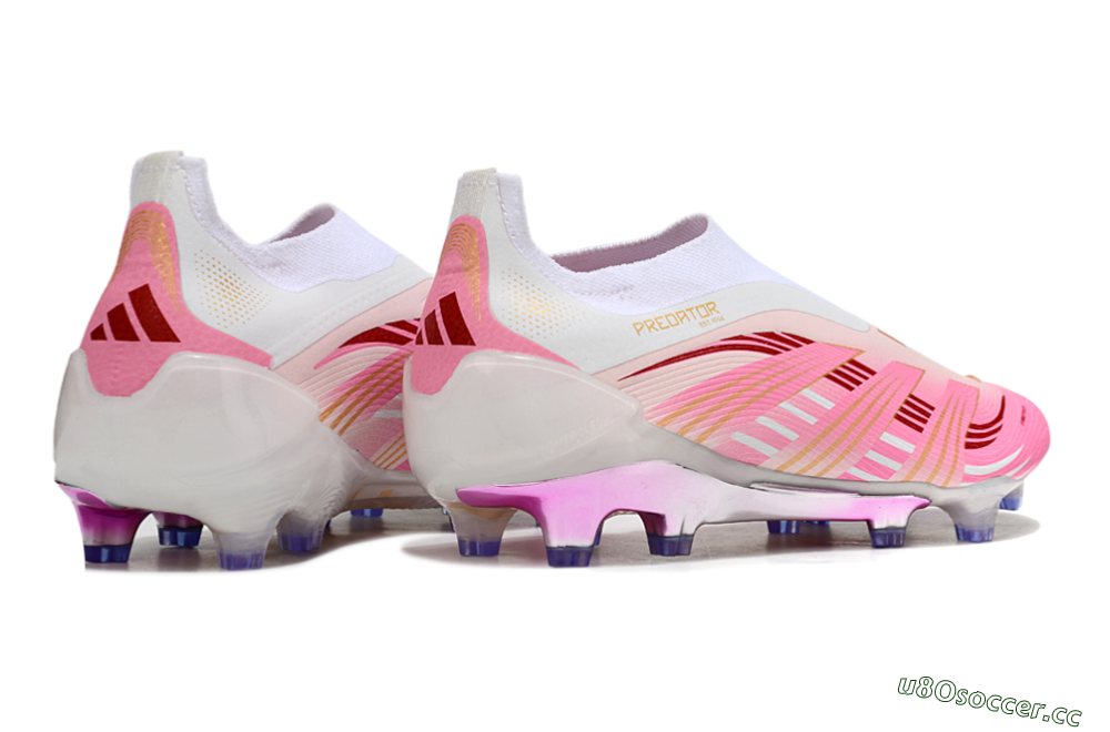 Men's Adidas 25 Predator Elite Laceless FG Firm Ground Low-Tops Football Boots - Pink/White/Gold 6