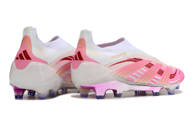 Men's Adidas 25 Predator Elite Laceless FG Firm Ground Low-Tops Football Boots - Pink/White/Gold