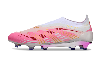 Men's Adidas 25 Predator Elite Laceless FG Firm Ground Low-Tops Football Boots - Pink/White/Gold