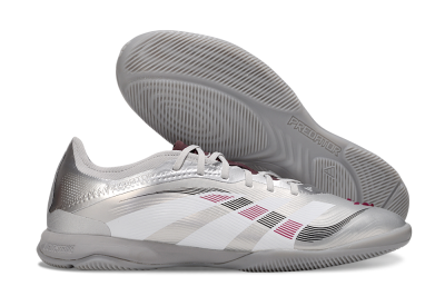 Men's Adidas Predator 25 Elite IC Indoor & Futsal Low-Tops Football Shoes - Silver/White/Red
