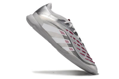Men's Adidas Predator 25 Elite IC Indoor & Futsal Low-Tops Football Shoes - Silver/White/Red