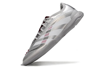 Men's Adidas Predator 25 Elite IC Indoor & Futsal Low-Tops Football Shoes - Silver/White/Red