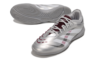 Men's Adidas Predator 25 Elite IC Indoor & Futsal Low-Tops Football Shoes - Silver/White/Red