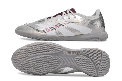 Men's Adidas Predator 25 Elite IC Indoor & Futsal Low-Tops Football Shoes - Silver/White/Red