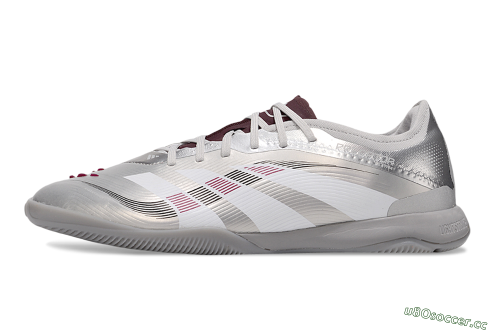 Men's Adidas Predator 25 Elite IC Indoor & Futsal Low-Tops Football Shoes - Silver/White/Red 0