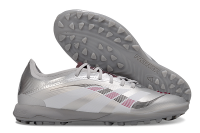 Men's Adidas Predator 25 Elite TF Artificial Turf Low-Tops Football Shoes - Silver/White/Red