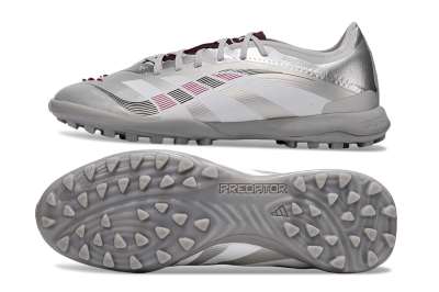 Men's Adidas Predator 25 Elite TF Artificial Turf Low-Tops Football Shoes - Silver/White/Red