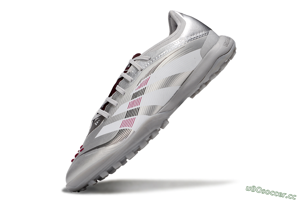 Men's Adidas Predator 25 Elite TF Artificial Turf Low-Tops Football Shoes - Silver/White/Red 5