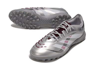 Men's Adidas Predator 25 Elite TF Artificial Turf Low-Tops Football Shoes - Silver/White/Red