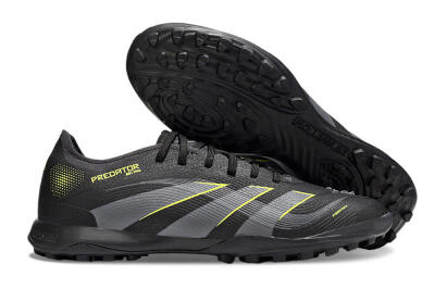 Men's Adidas Predator 25 Elite TF Artificial Turf Low-Tops Football Shoes - Black/Grey/Yellow