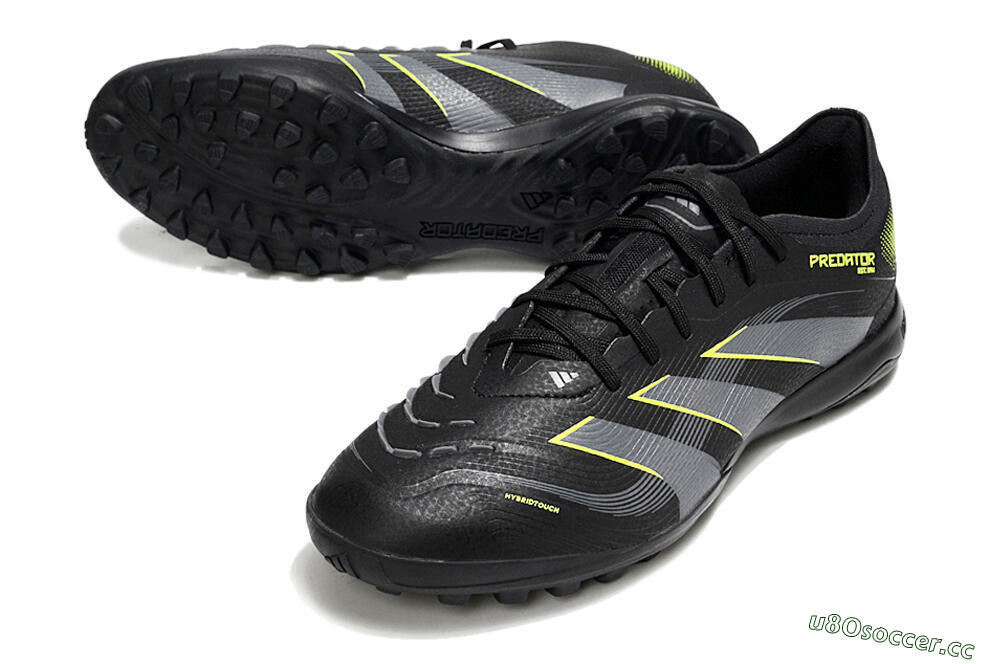 Men's Adidas Predator 25 Elite TF Artificial Turf Low-Tops Football Shoes - Black/Grey/Yellow 3