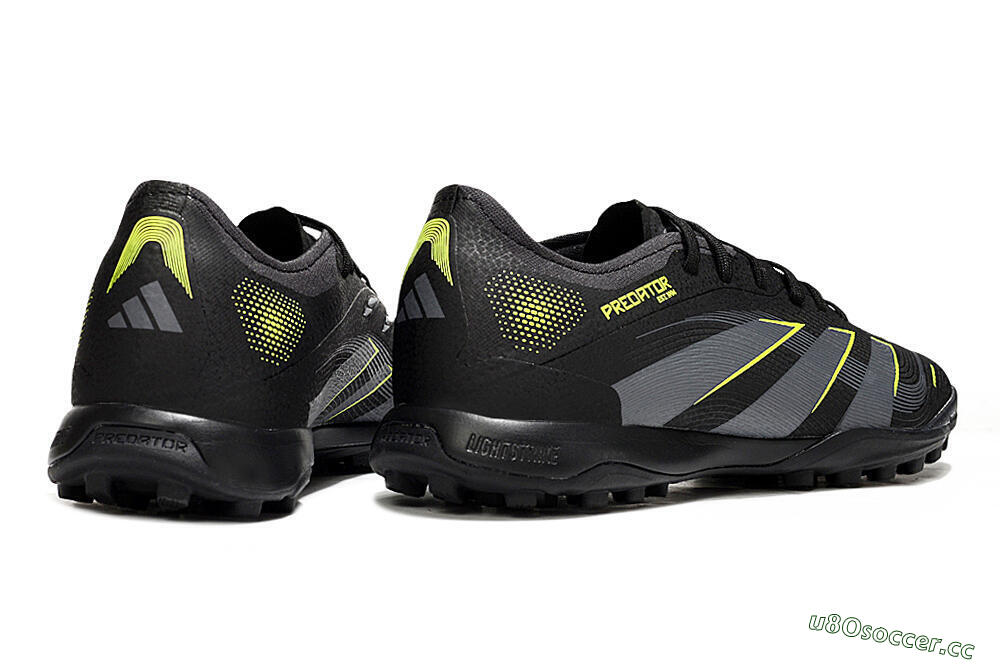 Men's Adidas Predator 25 Elite TF Artificial Turf Low-Tops Football Shoes - Black/Grey/Yellow 6