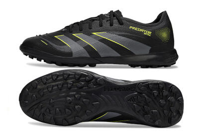 Men's Adidas Predator 25 Elite TF Artificial Turf Low-Tops Football Shoes - Black/Grey/Yellow