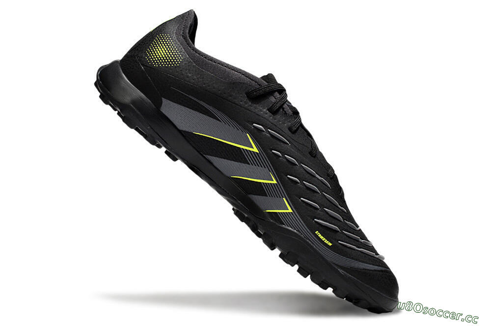 Men's Adidas Predator 25 Elite TF Artificial Turf Low-Tops Football Shoes - Black/Grey/Yellow 4