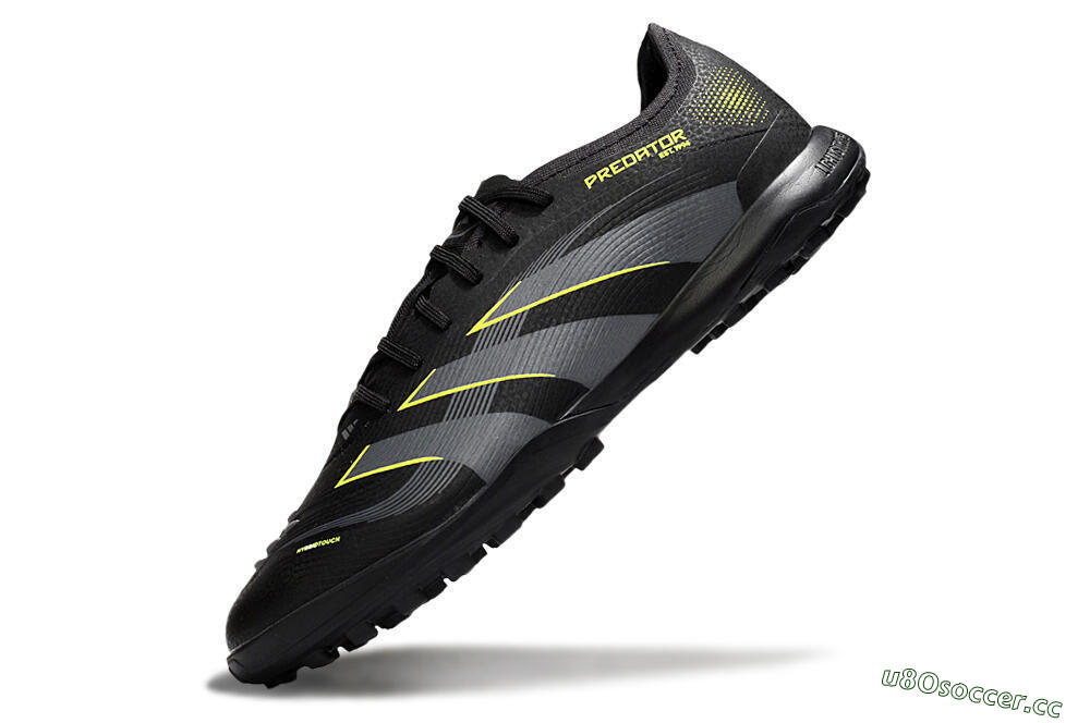 Men's Adidas Predator 25 Elite TF Artificial Turf Low-Tops Football Shoes - Black/Grey/Yellow 5