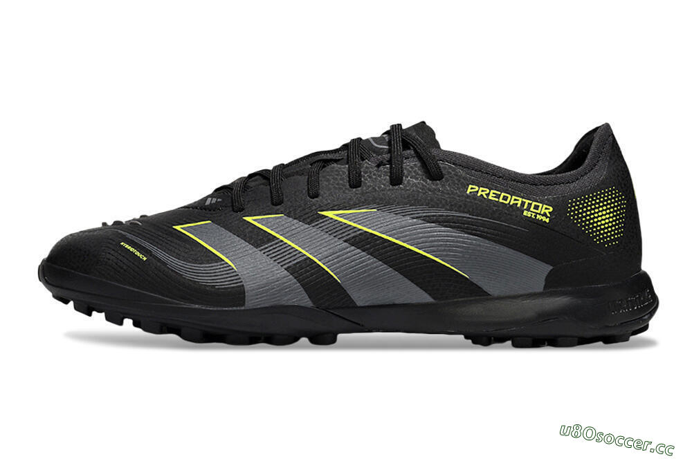 Men's Adidas Predator 25 Elite TF Artificial Turf Low-Tops Football Shoes - Black/Grey/Yellow 0