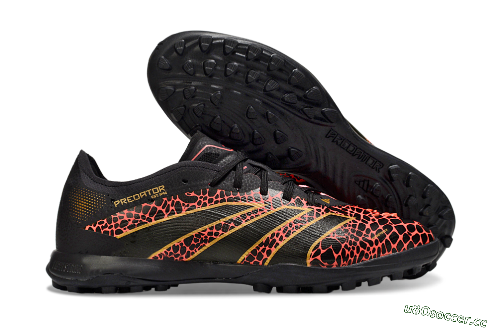 Men's Adidas Predator 25 Elite TF Artificial Turf Low-Tops Football Shoes - Black/Red/Yellow 2