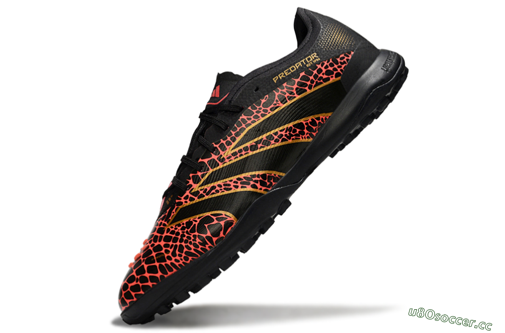 Men's Adidas Predator 25 Elite TF Artificial Turf Low-Tops Football Shoes - Black/Red/Yellow 5