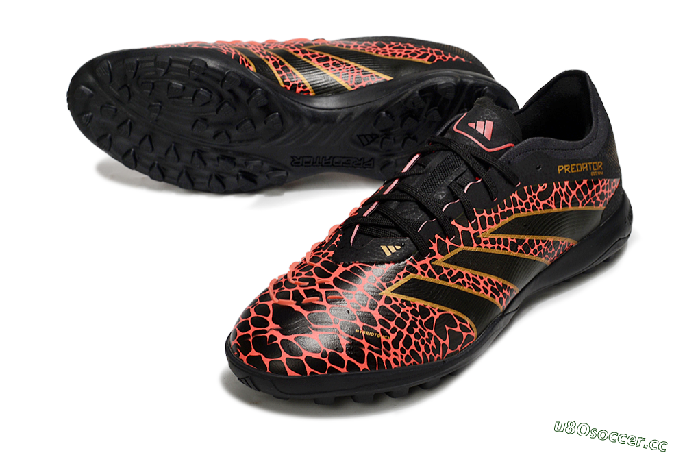 Men's Adidas Predator 25 Elite TF Artificial Turf Low-Tops Football Shoes - Black/Red/Yellow 3
