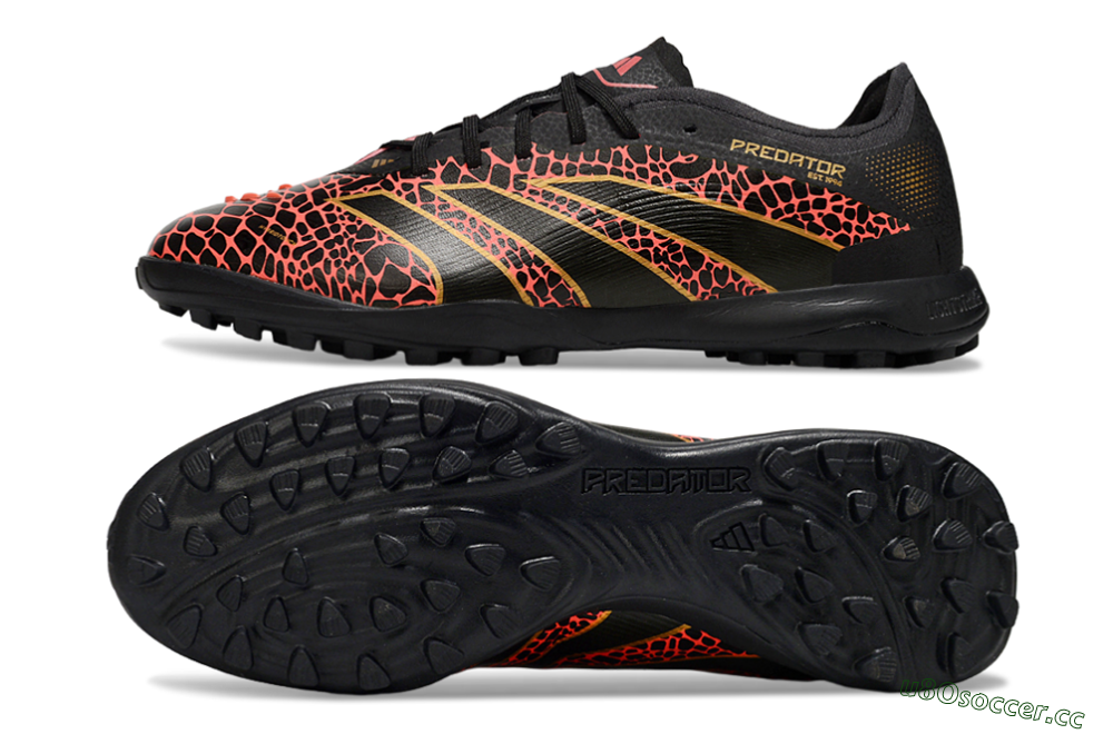 Men's Adidas Predator 25 Elite TF Artificial Turf Low-Tops Football Shoes - Black/Red/Yellow 1