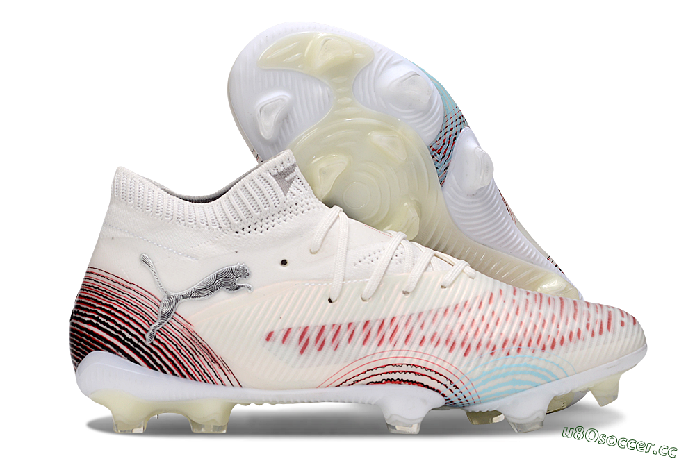 Men's Puma Future 8 Ultimate FG Firm Ground Low-Tops Football Boots - Beige/Red/Black 2