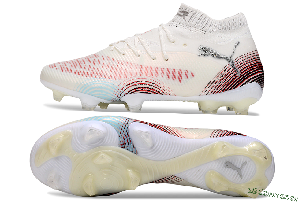 Men's Puma Future 8 Ultimate FG Firm Ground Low-Tops Football Boots - Beige/Red/Black 1