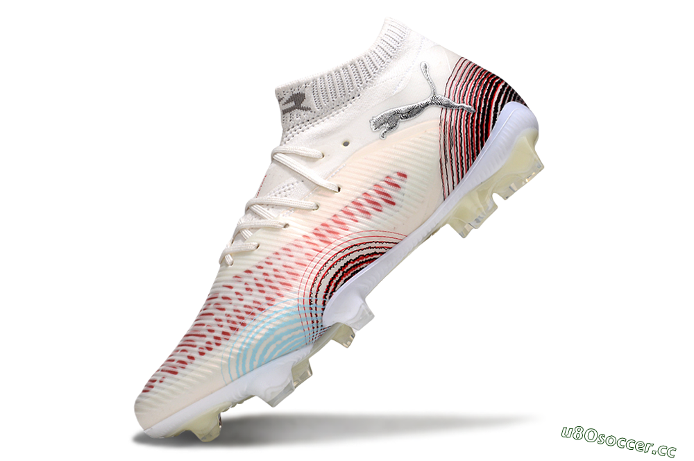 Men's Puma Future 8 Ultimate FG Firm Ground Low-Tops Football Boots - Beige/Red/Black 5