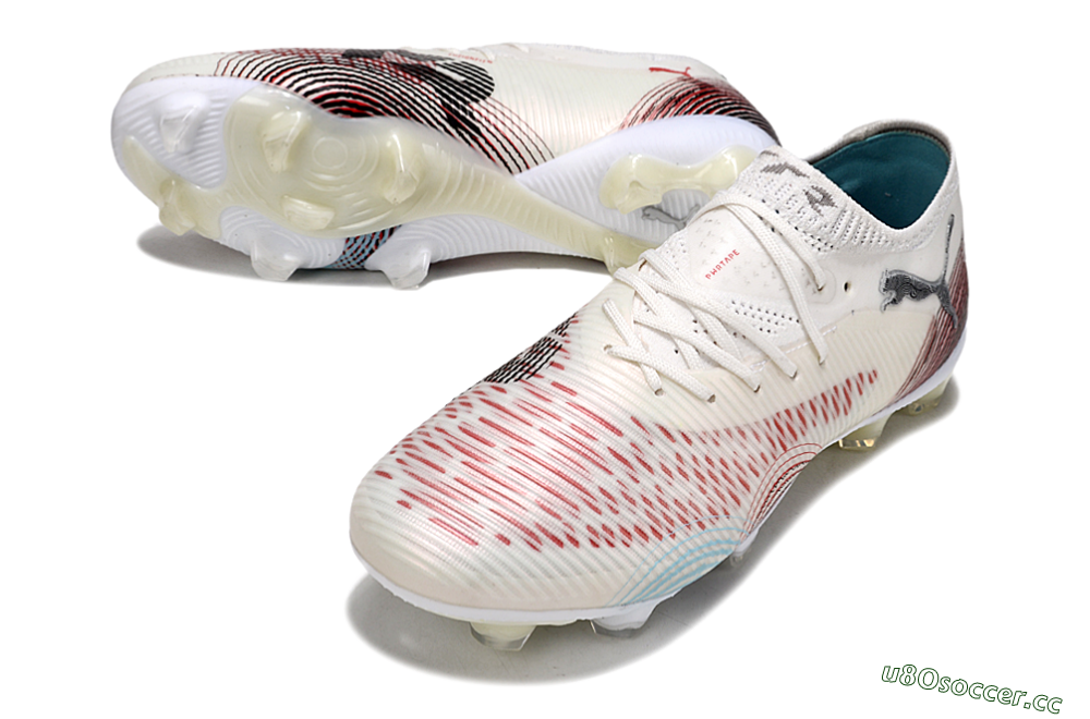 Men's Puma Future 8 Ultimate FG Firm Ground Low-Tops Football Boots - Beige/Red/Black 3