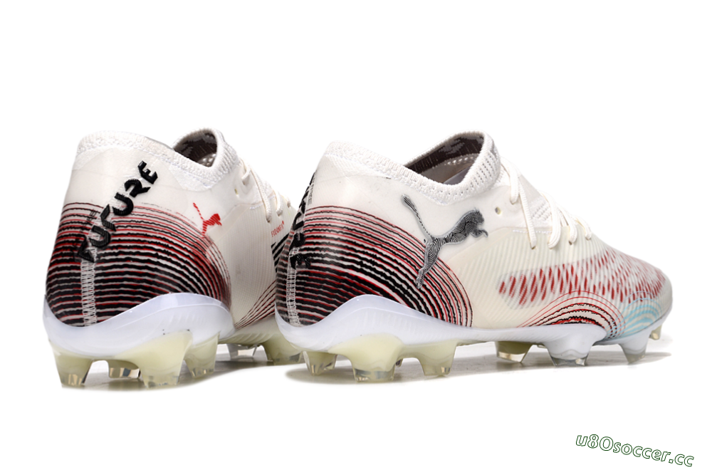 Men's Puma Future 8 Ultimate FG Firm Ground Low-Tops Football Boots - Beige/Red/Black 6