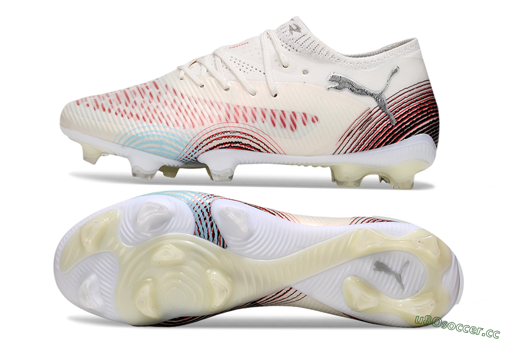 Men's Puma Future 8 Ultimate FG Firm Ground Low-Tops Football Boots - Beige/Red/Black 1