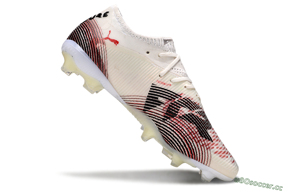 Men's Puma Future 8 Ultimate FG Firm Ground Low-Tops Football Boots - Beige/Red/Black 4