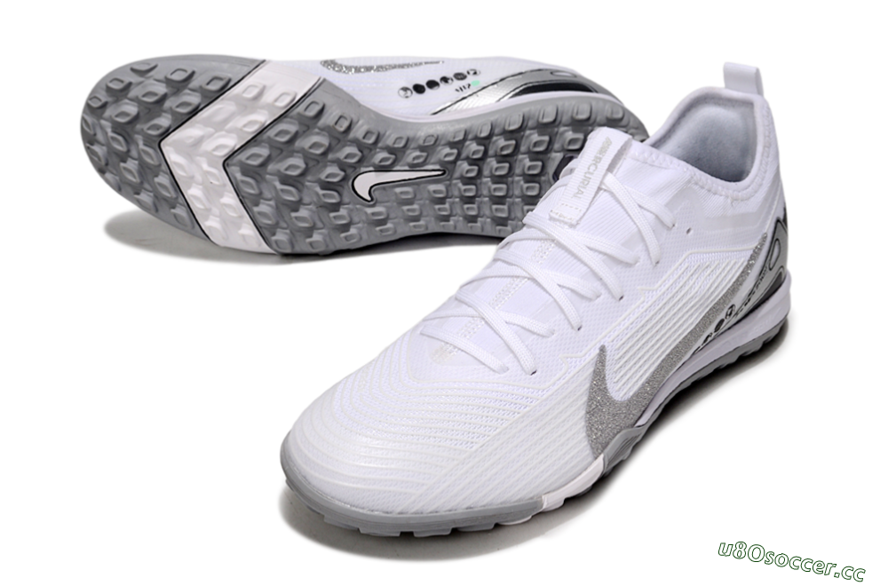 Unisex Nike Air Zoom Mercurial Vapor 16 Pro TF Artificial Turf Low-Tops Football Shoes - White/Silver/Black 3