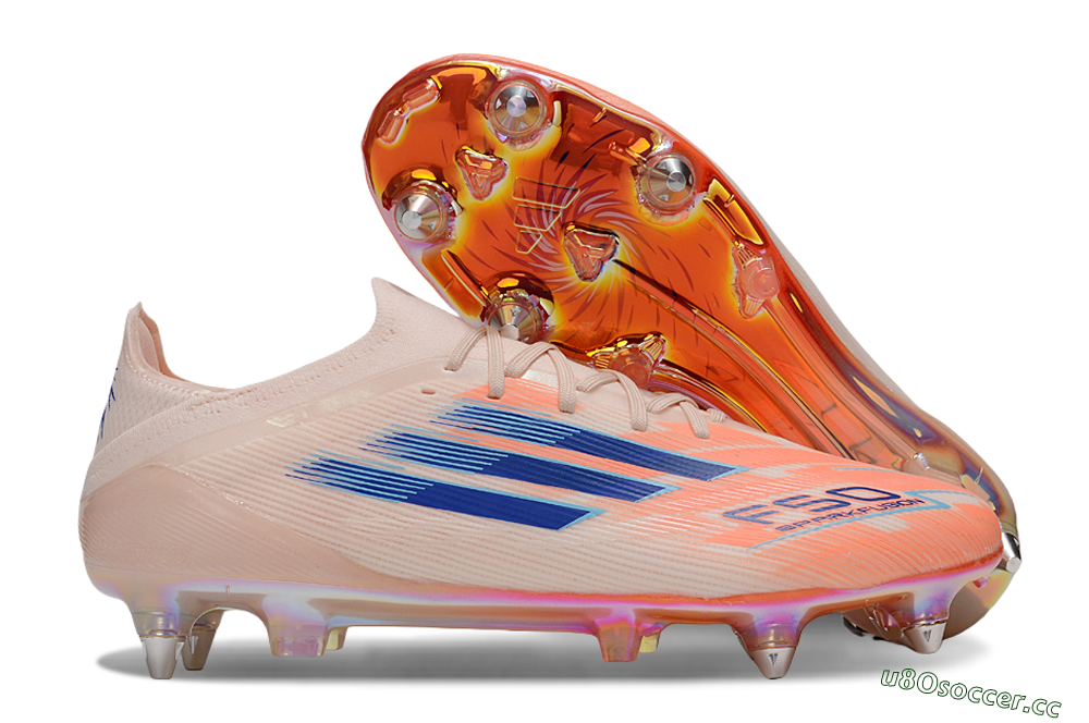 Men's Adidas F50 Elite SG Soft Ground Low-Tops Football Boots - Pink/Blue/Gold 2