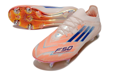 Men's Adidas F50 Elite SG Soft Ground Low-Tops Football Boots - Pink/Blue/Gold