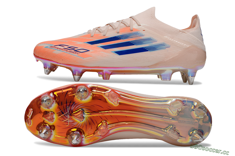 Men's Adidas F50 Elite SG Soft Ground Low-Tops Football Boots - Pink/Blue/Gold 1