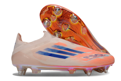 Men's Adidas F50 Elite Laceless SG Soft Ground Low-Tops Football Boots - Pink/Blue/Gold