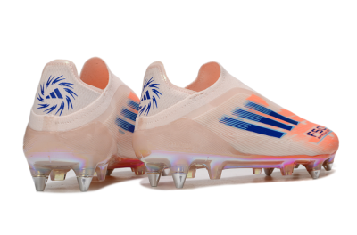Men's Adidas F50 Elite Laceless SG Soft Ground Low-Tops Football Boots - Pink/Blue/Gold