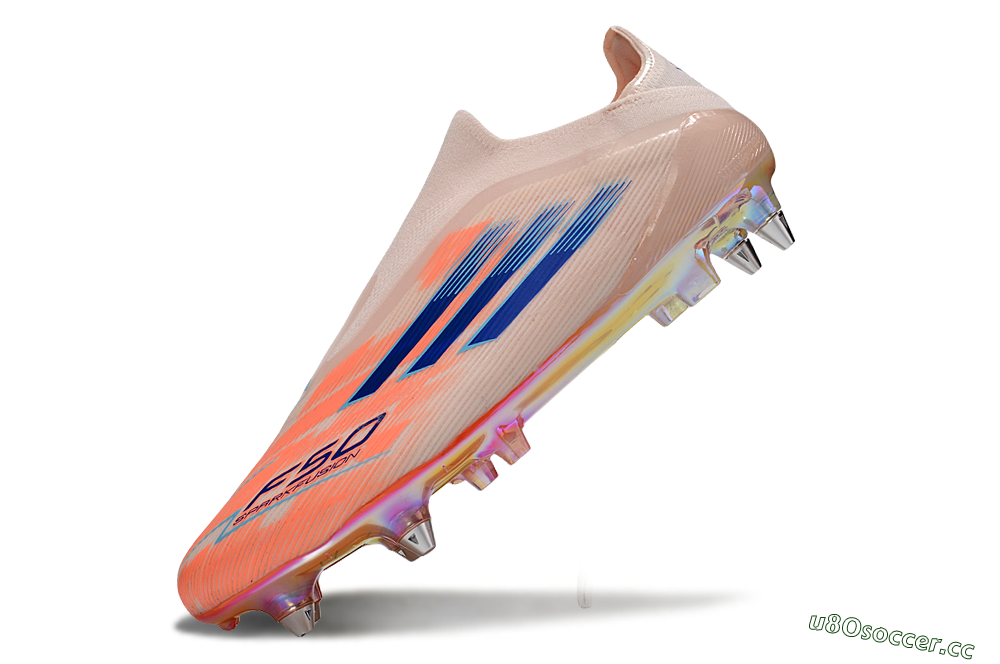 Men's Adidas F50 Elite Laceless SG Soft Ground Low-Tops Football Boots - Pink/Blue/Gold 5