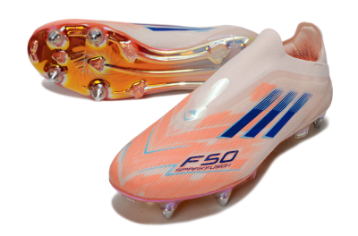 Men's Adidas F50 Elite Laceless SG Soft Ground Low-Tops Football Boots - Pink/Blue/Gold