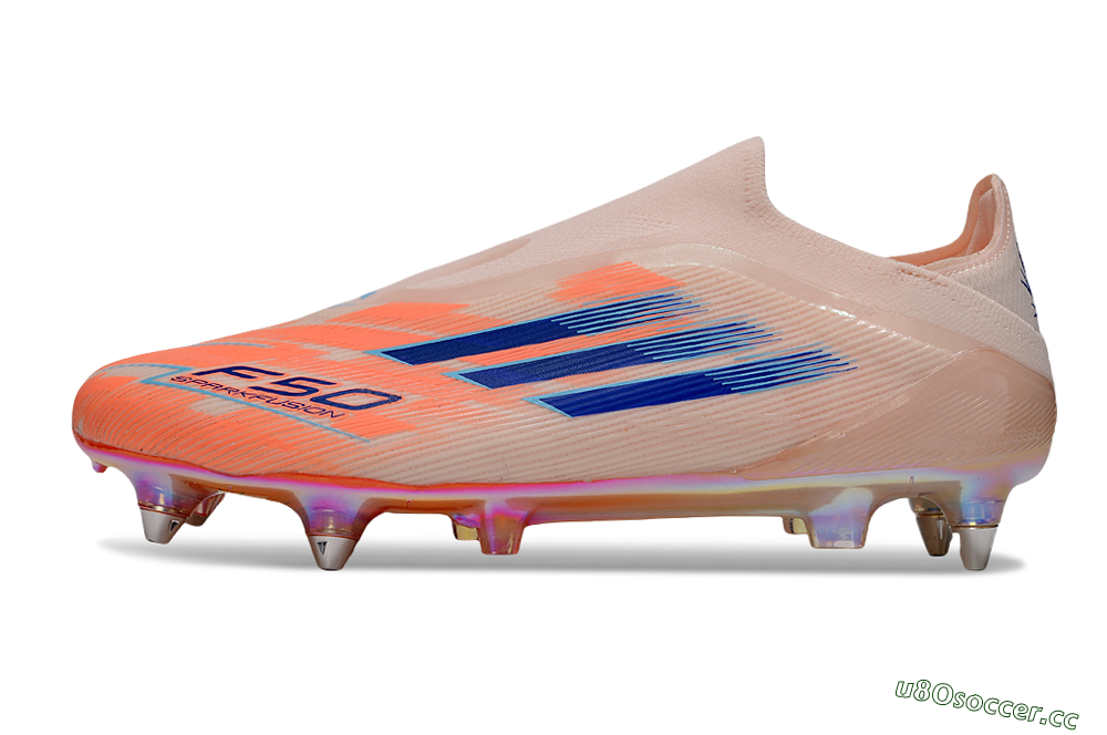 Men's Adidas F50 Elite Laceless SG Soft Ground Low-Tops Football Boots - Pink/Blue/Gold 0