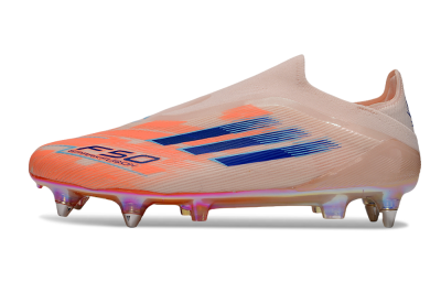 Men's Adidas F50 Elite Laceless SG Soft Ground Low-Tops Football Boots - Pink/Blue/Gold