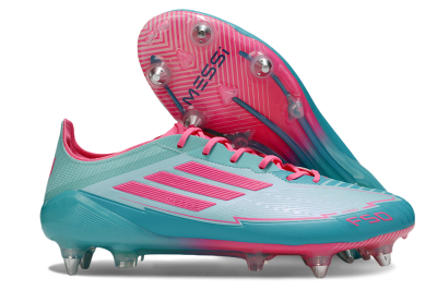 Men's Messi x Adidas F50 Elite SG Soft Ground Low-Tops Football Boots - Jade/Pink