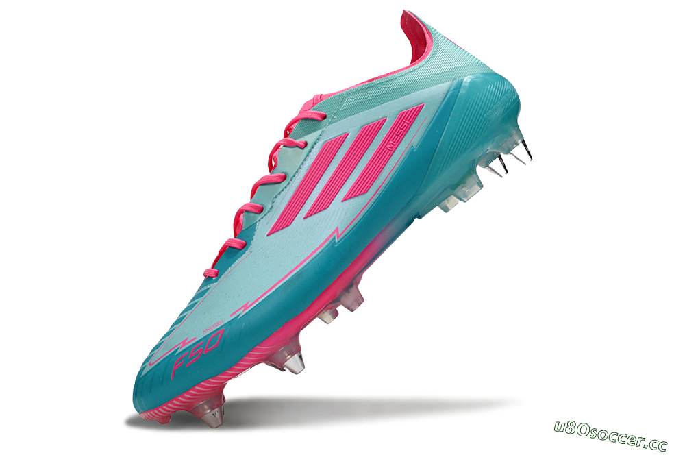Men's Messi x Adidas F50 Elite SG Soft Ground Low-Tops Football Boots - Jade/Pink 5