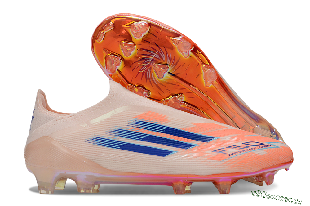 Men's Adidas F50 Elite Laceless FG Firm Ground Low-Tops Football Boots - Pink/Blue/Gold 2