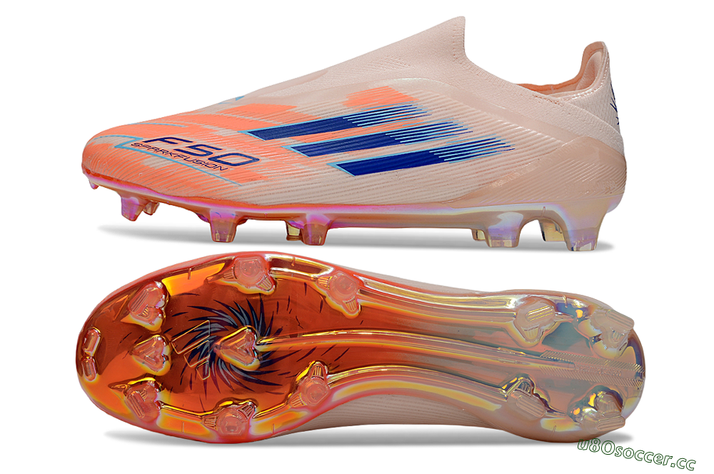Men's Adidas F50 Elite Laceless FG Firm Ground Low-Tops Football Boots - Pink/Blue/Gold 1