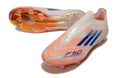 Men's Adidas F50 Elite Laceless FG Firm Ground Low-Tops Football Boots - Pink/Blue/Gold