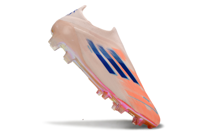 Men's Adidas F50 Elite Laceless FG Firm Ground Low-Tops Football Boots - Pink/Blue/Gold